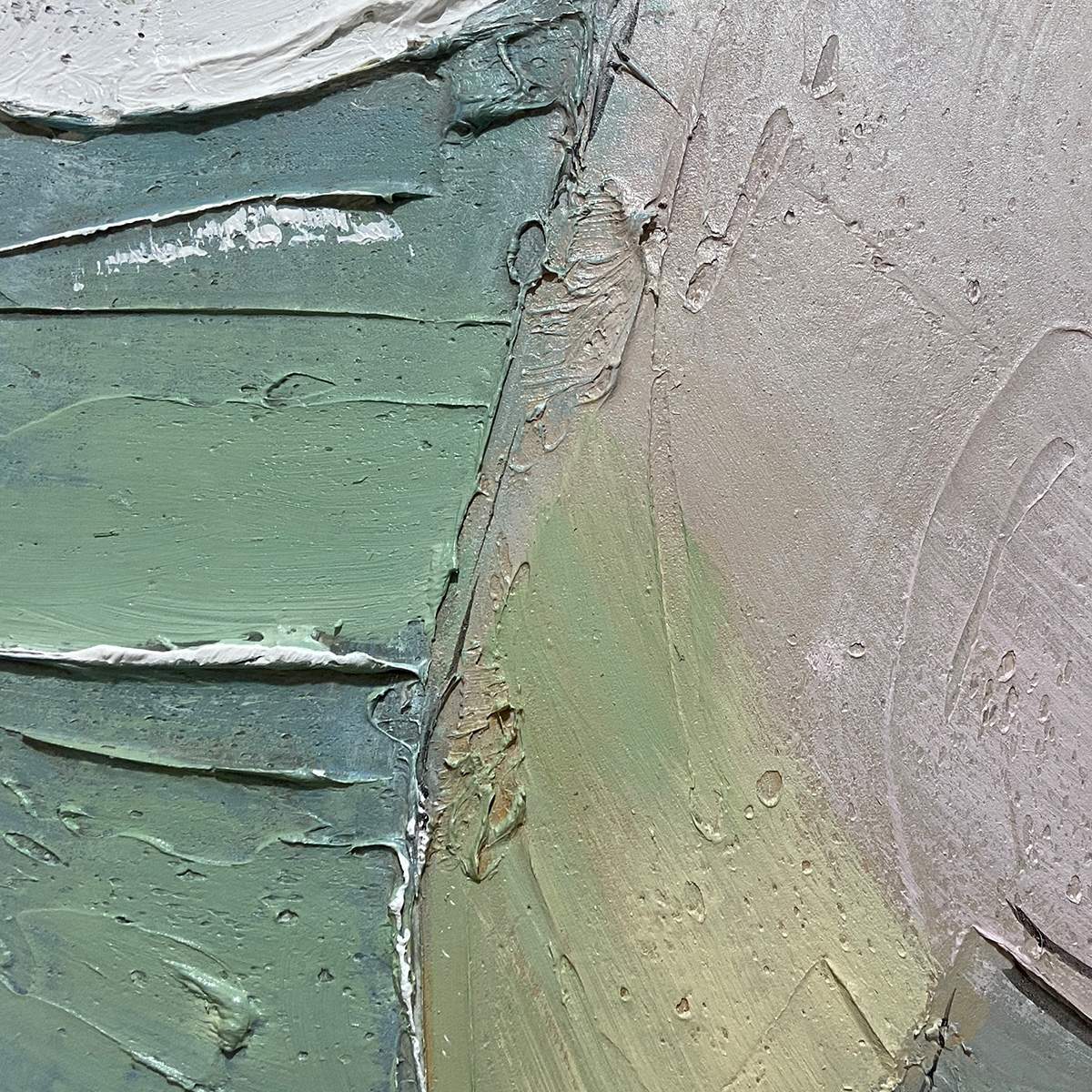 PINK WHISPERS: Textured Abstract Painting in Pink and Green - Image 7