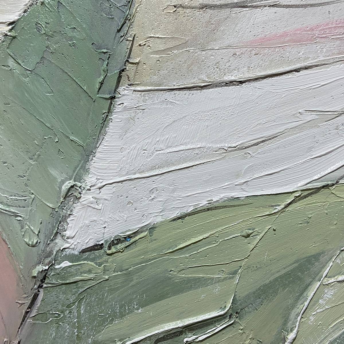 PINK WHISPERS: Textured Abstract Painting in Pink and Green - Image 3