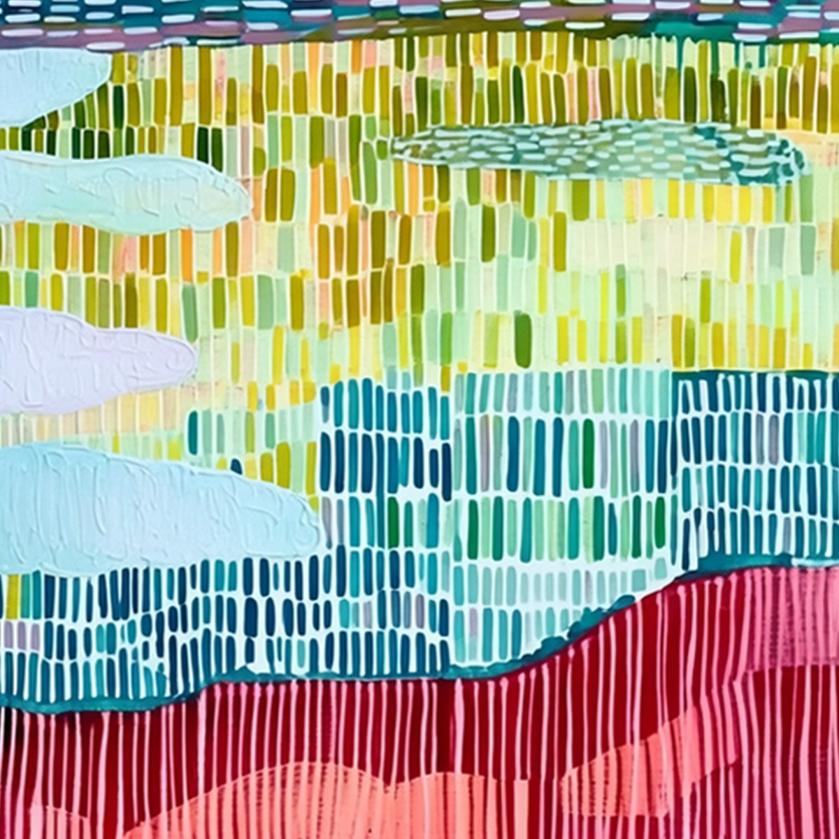 PIXELATED DAWN: Colorful Textured Abstract Landscape Wall Art - Image 3