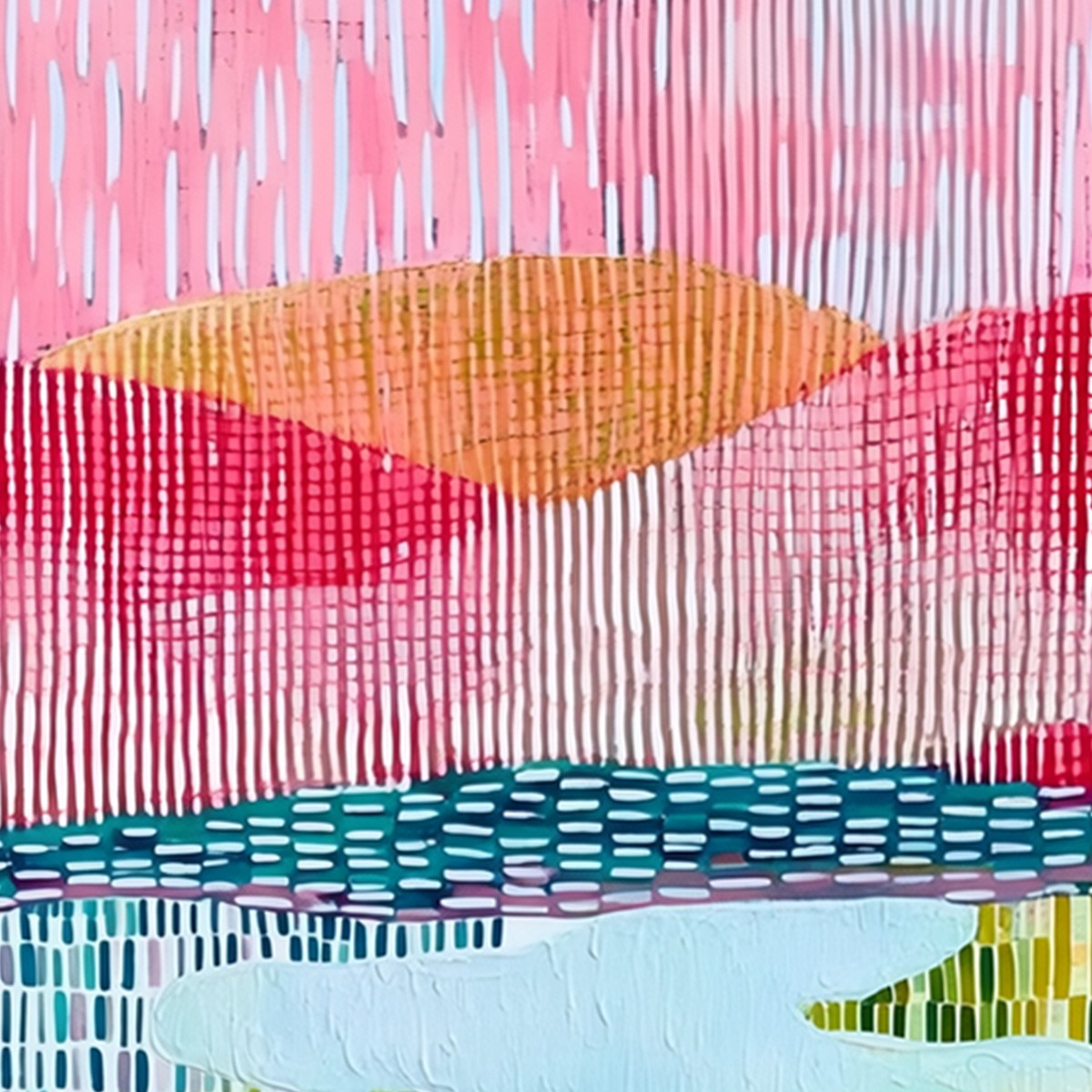 PIXELATED DAWN: Colorful Textured Abstract Landscape Wall Art - Image 5