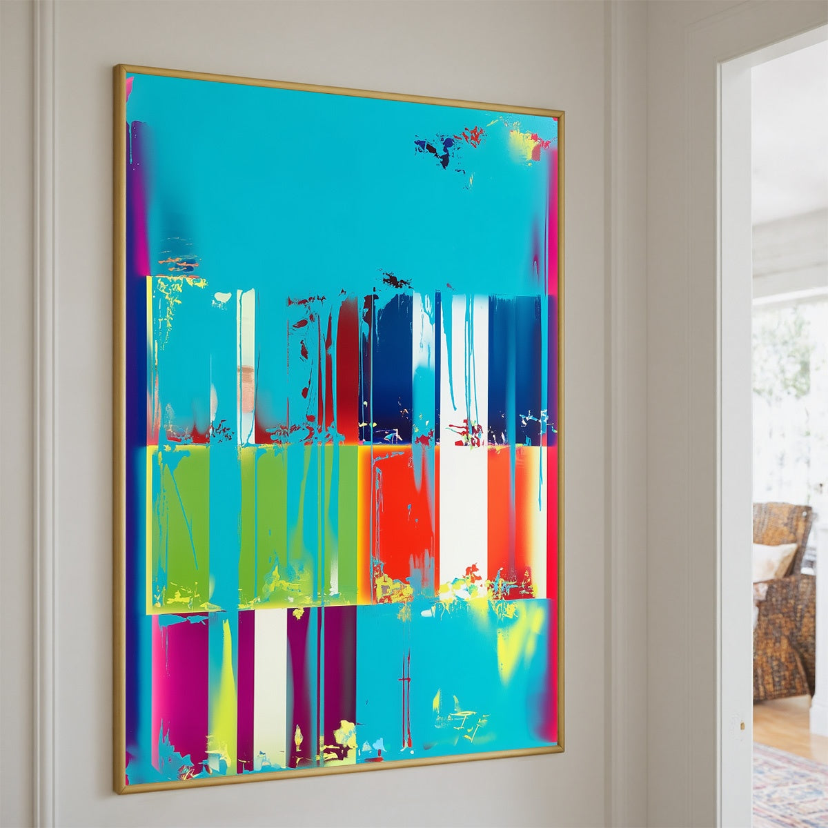 PIXELATED PARADISE: Vibrant Abstract Glitch Art Oil Painting - Image 5