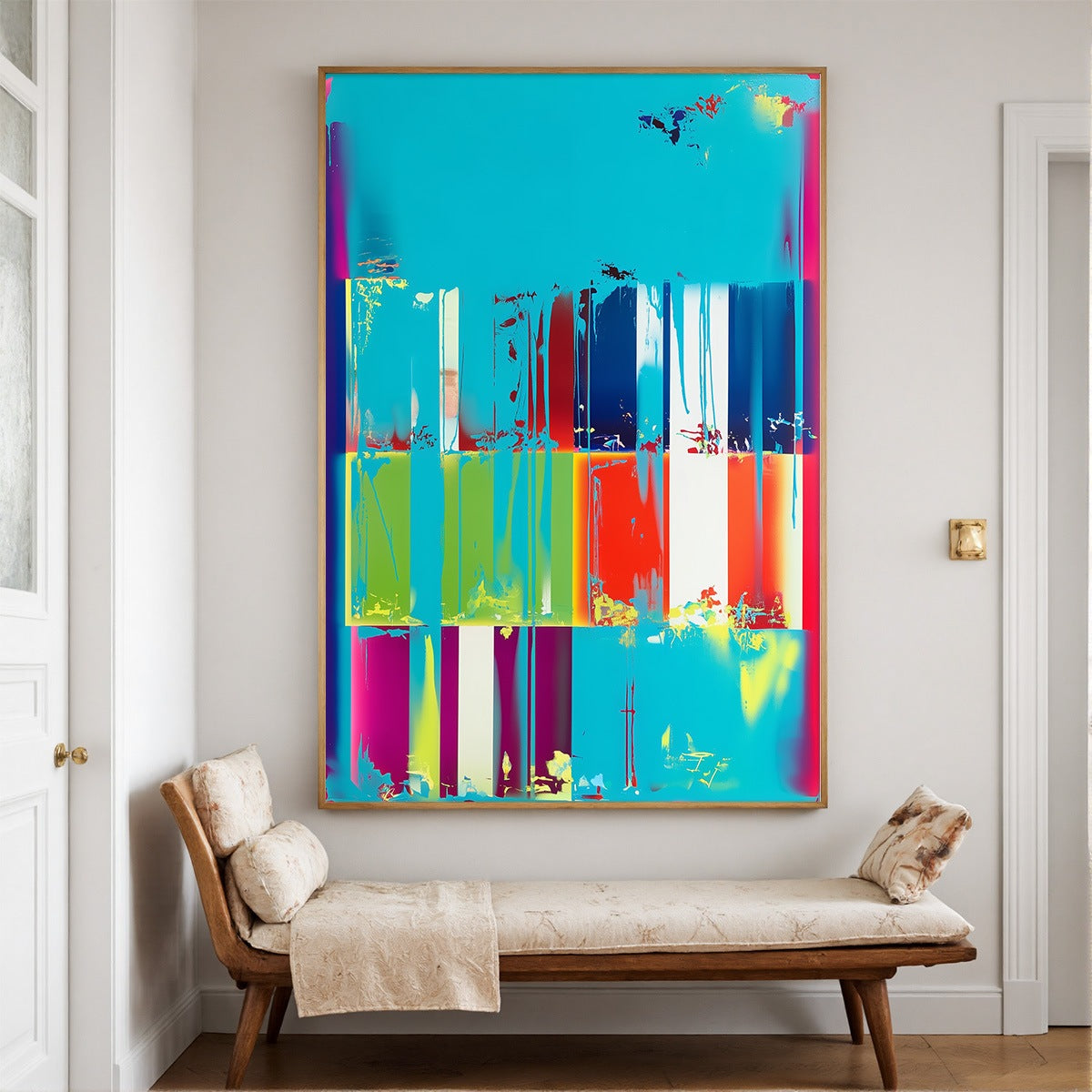 PIXELATED PARADISE: Vibrant Abstract Glitch Art Oil Painting - Image 2