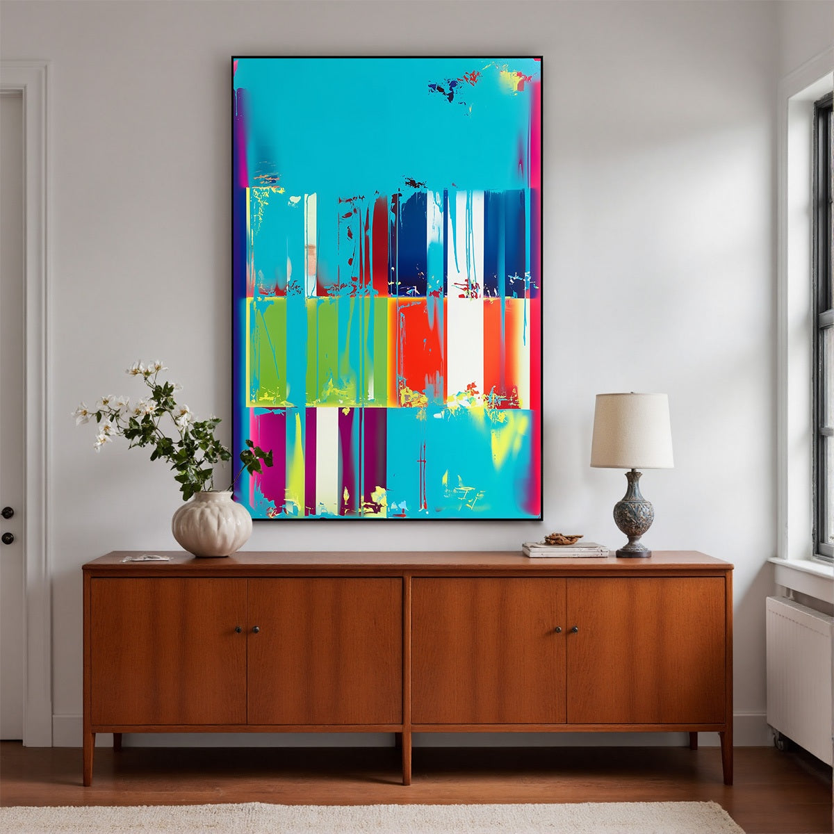 PIXELATED PARADISE: Vibrant Abstract Glitch Art Oil Painting - Image 7