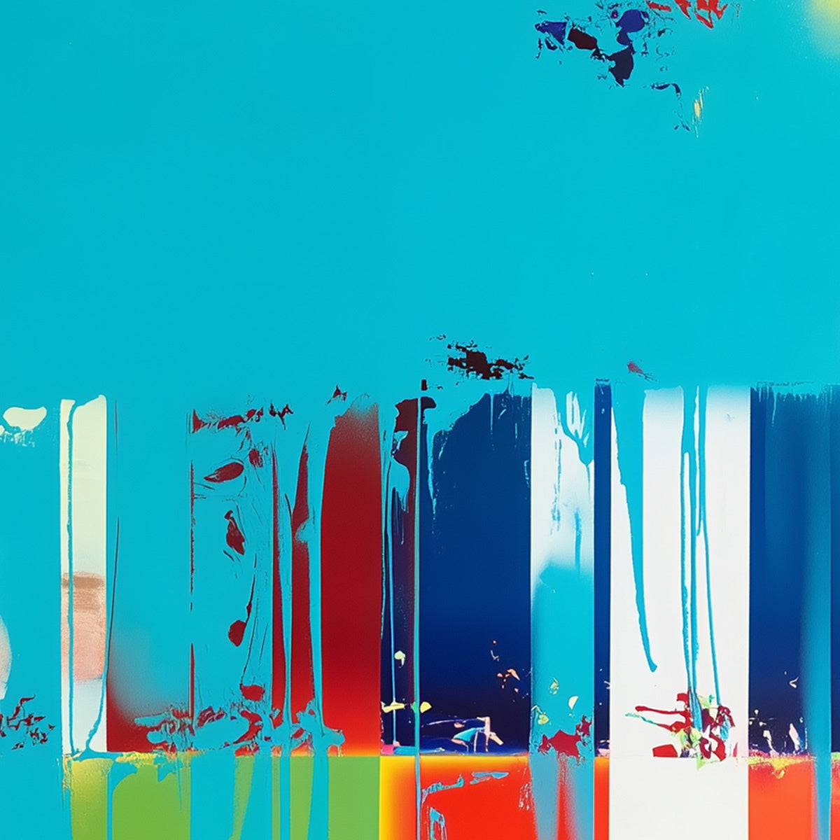 PIXELATED PARADISE: Vibrant Abstract Glitch Art Oil Painting - Image 6
