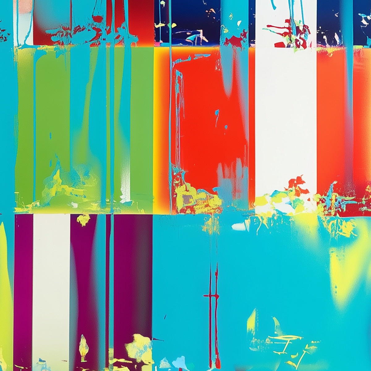 PIXELATED PARADISE: Vibrant Abstract Glitch Art Oil Painting - Image 8