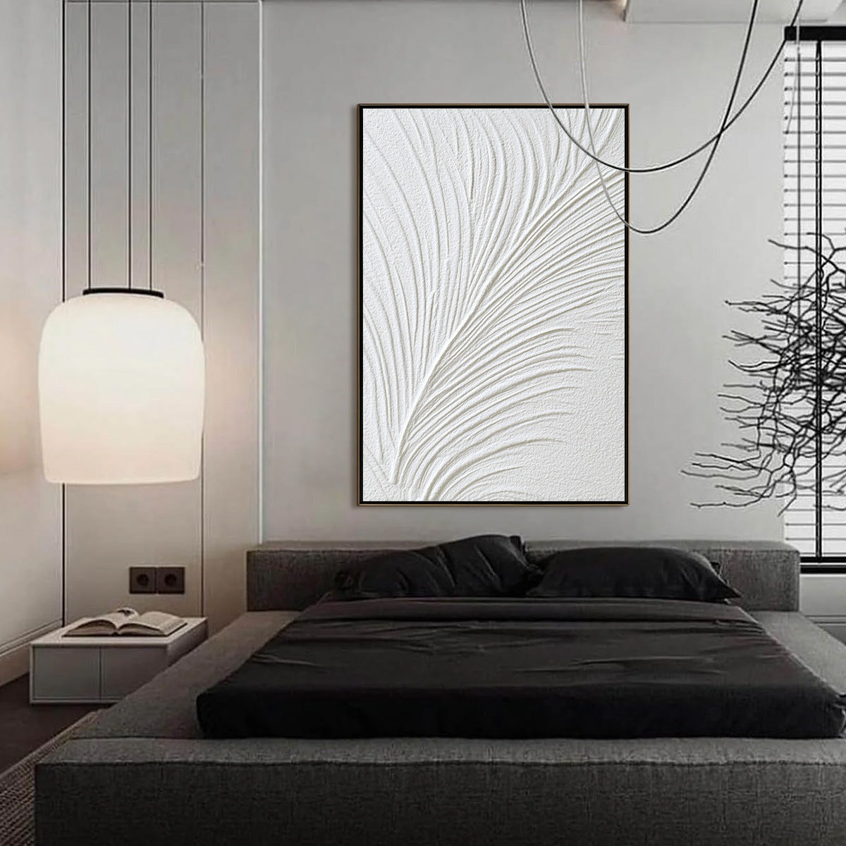 PLUME: Textured Minimalist Wabi Sabi Feather Painting - Image 4