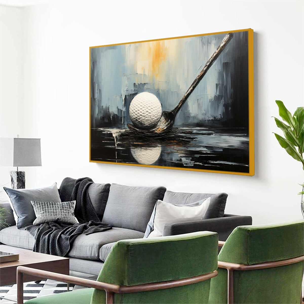 POISED: Textured Minimalist Golf Still Life Oil Painting - Image 7