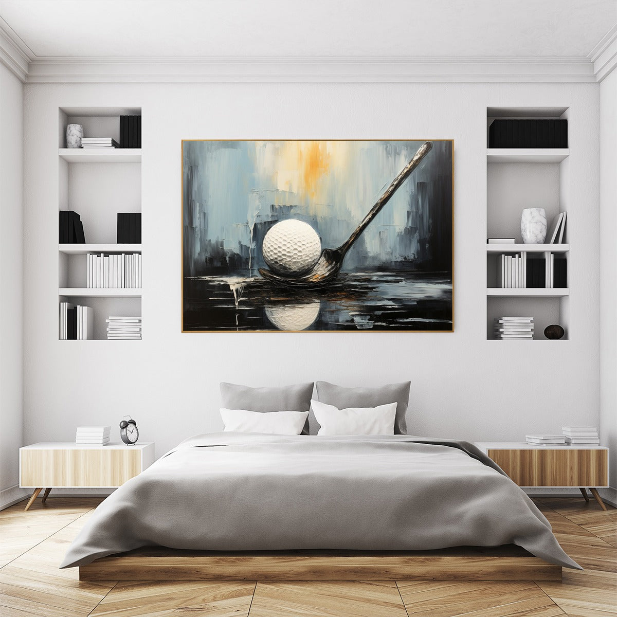 POISED: Textured Minimalist Golf Still Life Oil Painting - Image 4