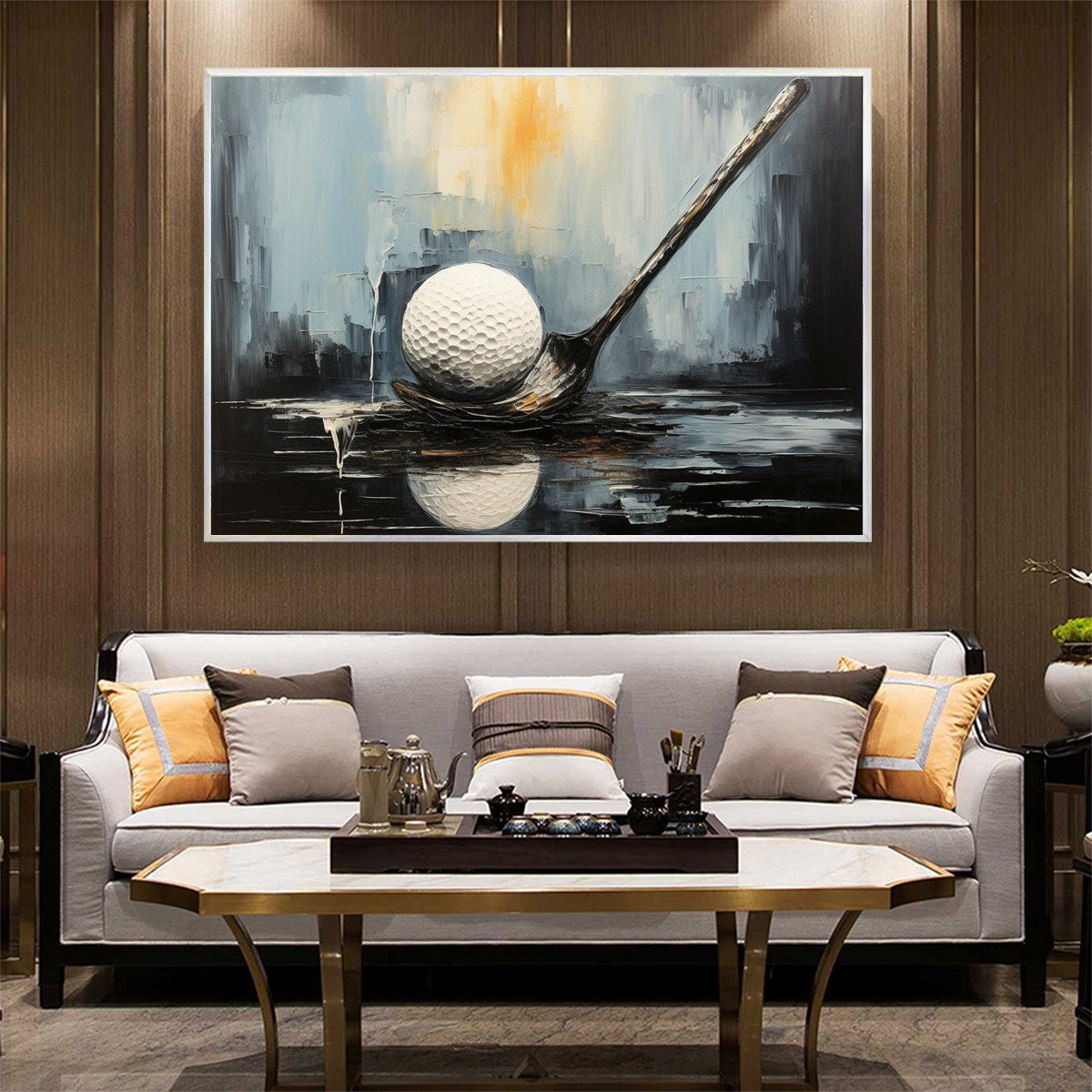 POISED: Textured Minimalist Golf Still Life Oil Painting - Image 6