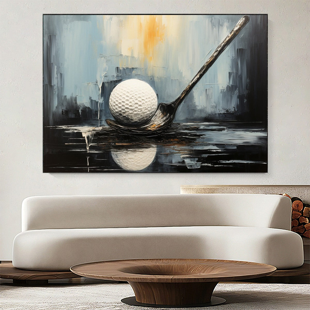 POISED: Textured Minimalist Golf Still Life Oil Painting - Image 2