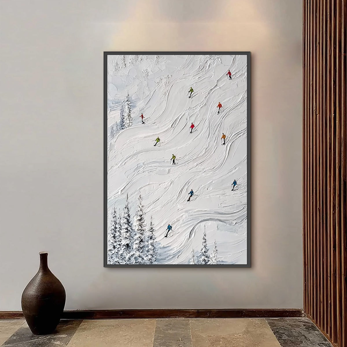 POWDER DAY: Textured Impasto Ski Slope Wall Art - Image 6