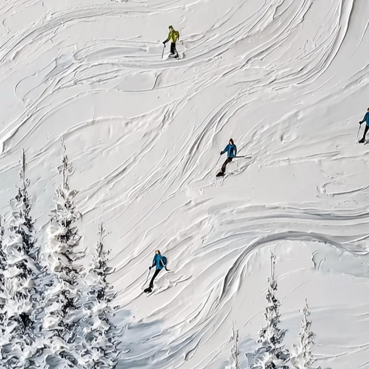 POWDER DAY: Textured Impasto Ski Slope Wall Art - Image 3