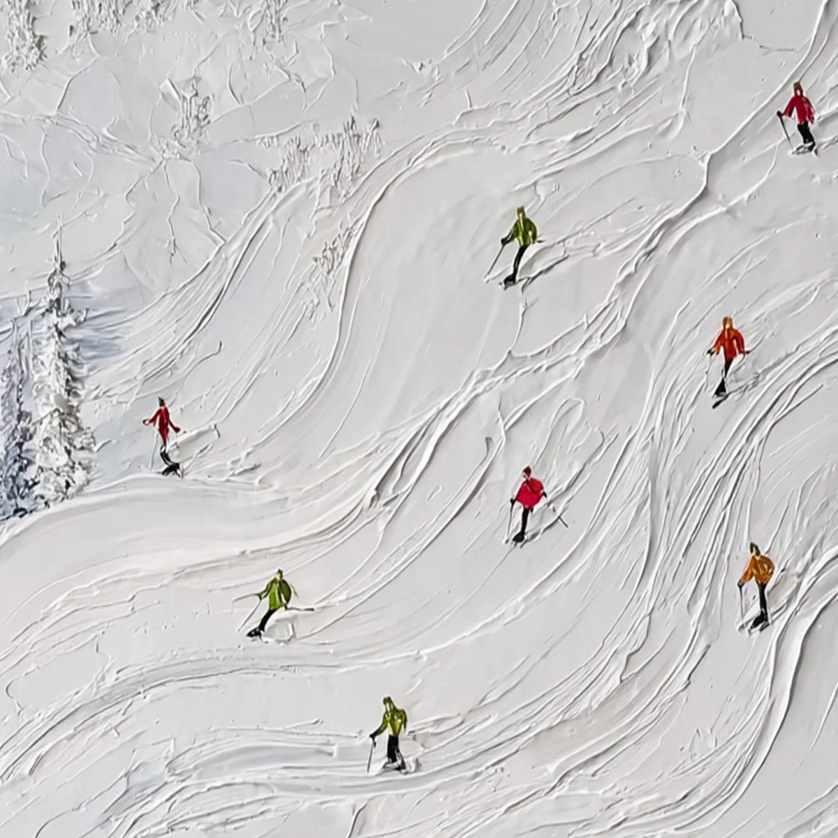 POWDER DAY: Textured Impasto Ski Slope Wall Art - Image 5
