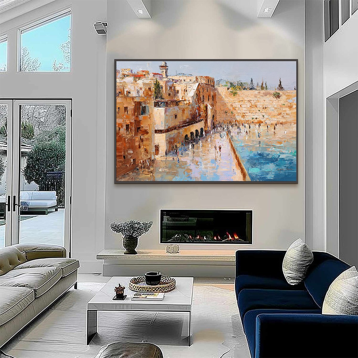 PRAYERS IN OCHRE: Textured Palette Knife Jerusalem Cityscape Painting - Image 4