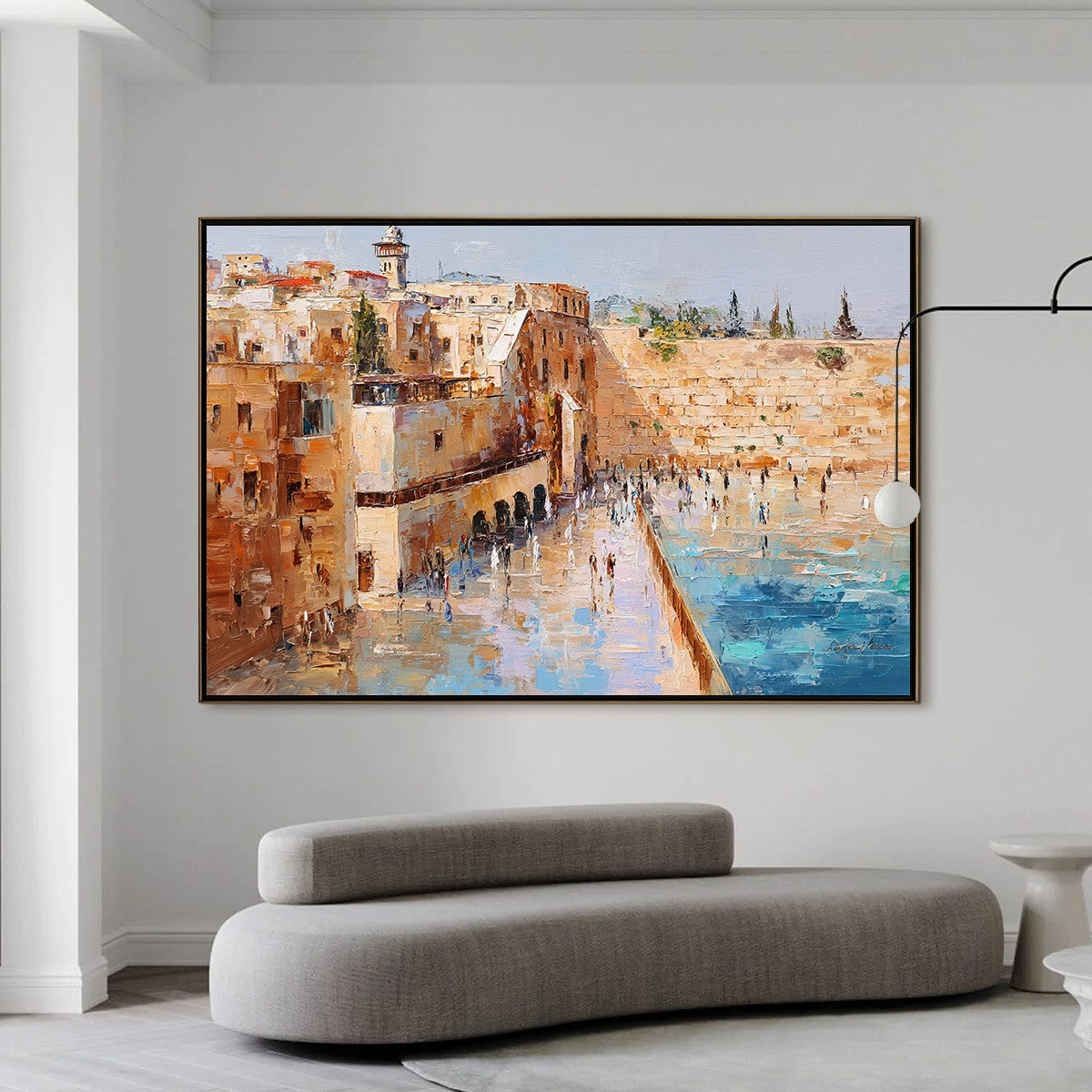 PRAYERS IN OCHRE: Textured Palette Knife Jerusalem Cityscape Painting - Image 6