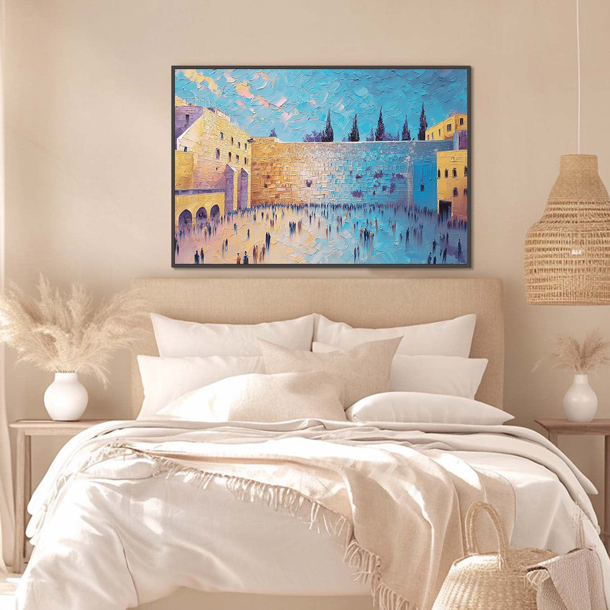 PRAYER'S ECHO: Heavily Textured Impasto Painting of Jerusalem's Western Wall - Image 4