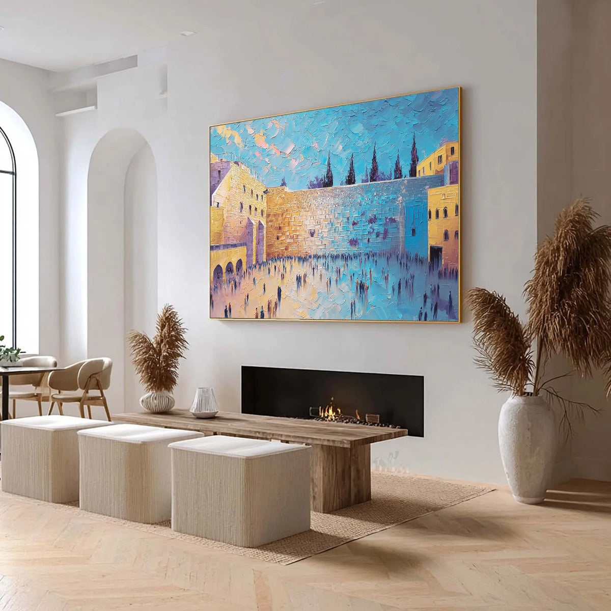 PRAYER'S ECHO: Heavily Textured Impasto Painting of Jerusalem's Western Wall - Image 7