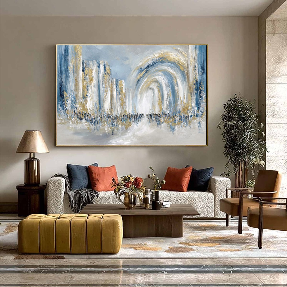 PROCESSION: Textured Abstract Painting of a Golden Journey - Image 4