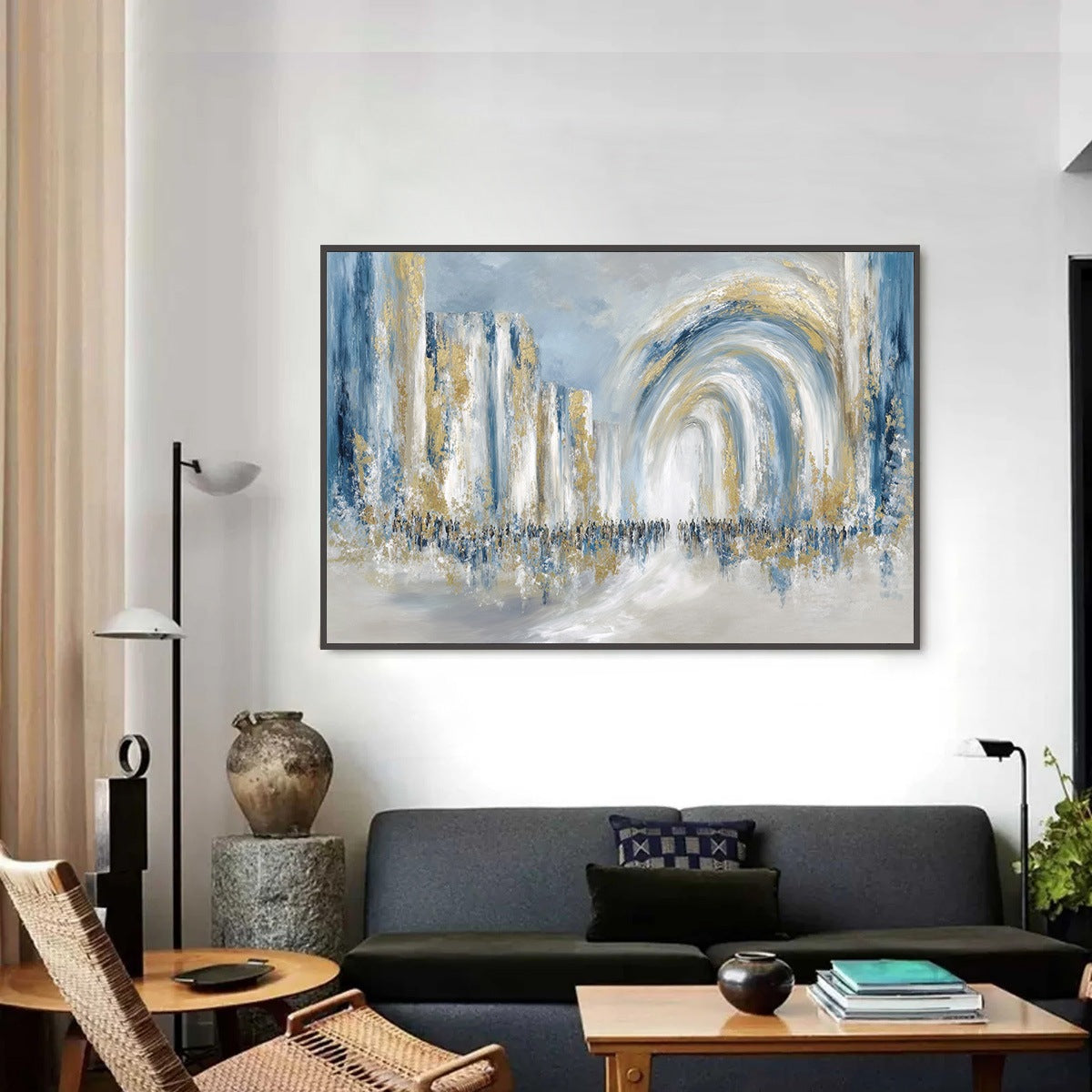 PROCESSION: Textured Abstract Painting of a Golden Journey - Image 2