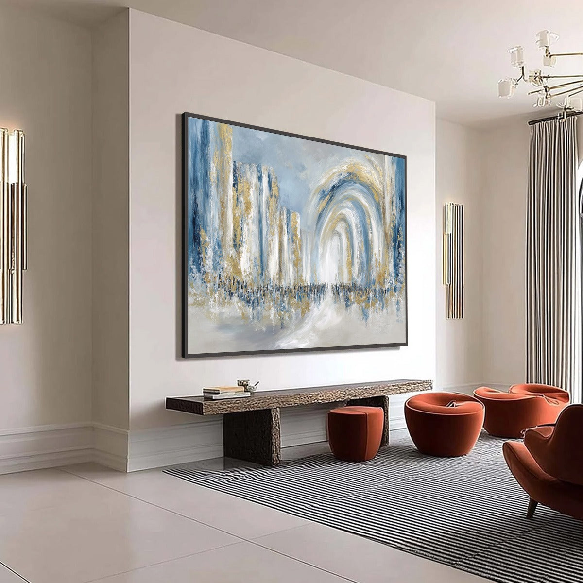PROCESSION: Textured Abstract Painting of a Golden Journey - Image 8