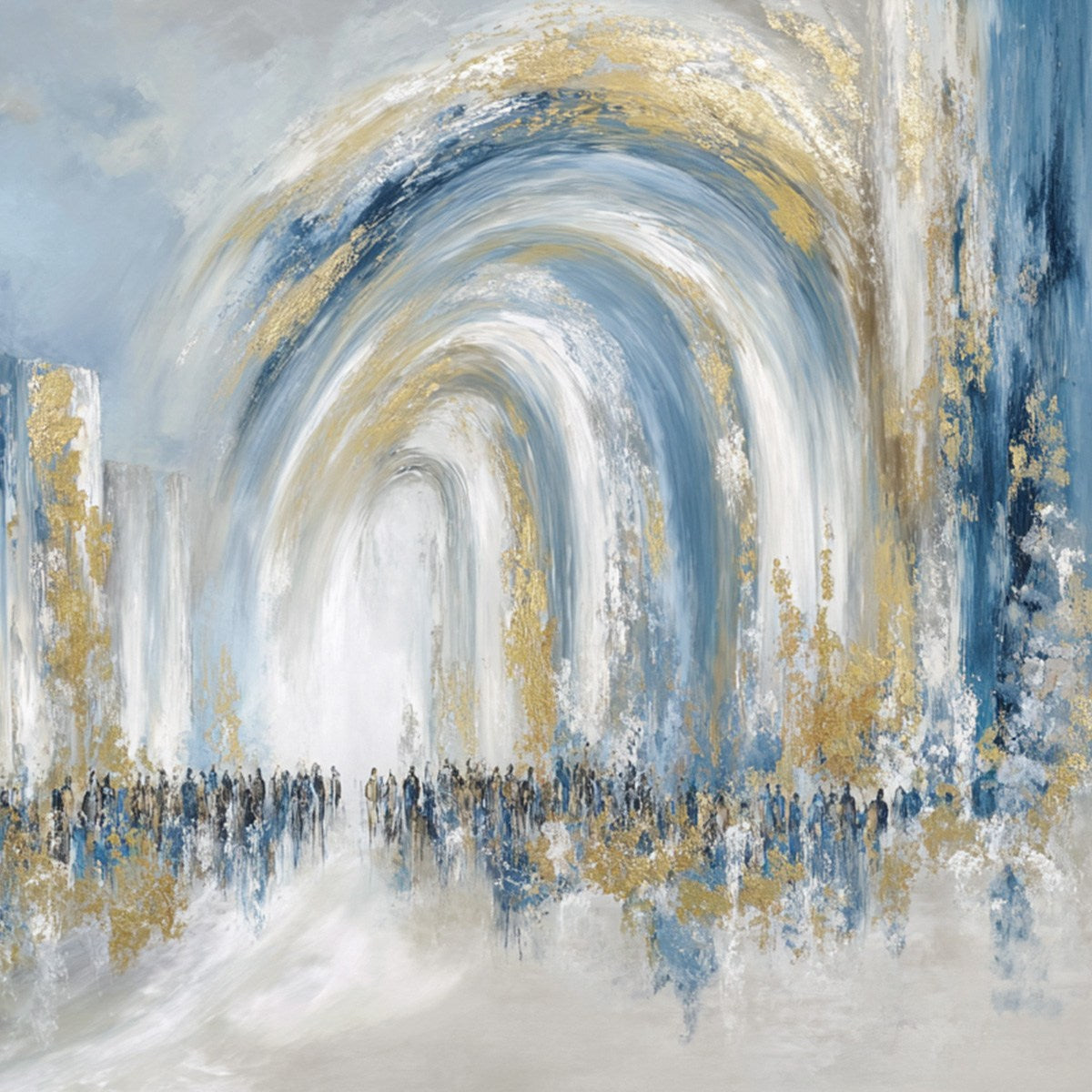 PROCESSION: Textured Abstract Painting of a Golden Journey - Image 3