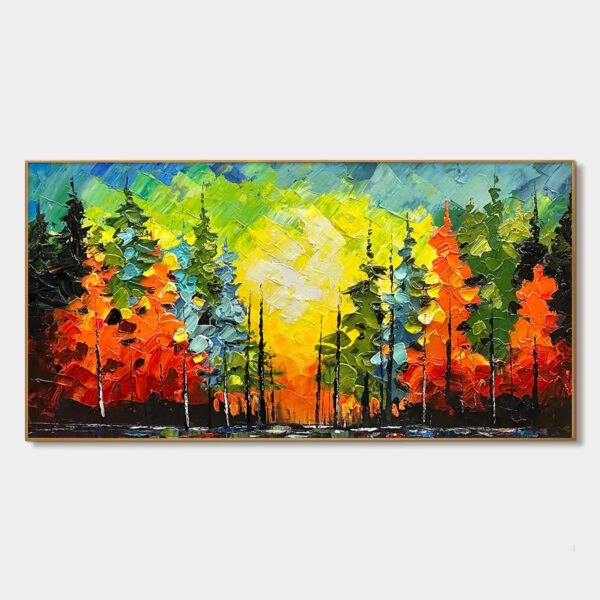 AUTUMN SYMPHONY: Impasto Forest Painting in Vibrant Colors