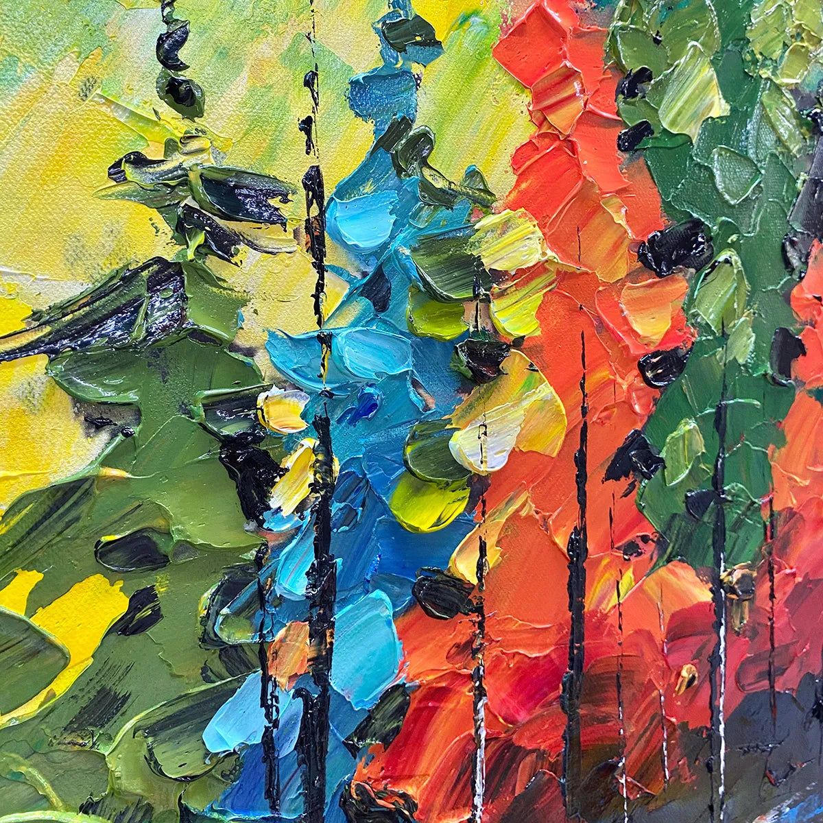 AUTUMN SYMPHONY: Impasto Forest Painting in Vibrant Colors - Image 5