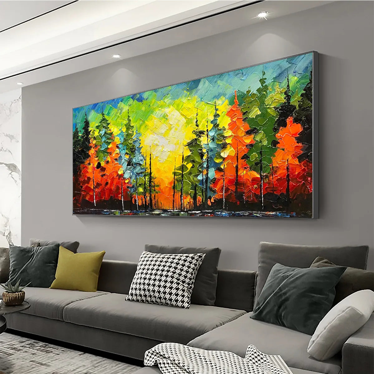 AUTUMN SYMPHONY: Impasto Forest Painting in Vibrant Colors - Image 4