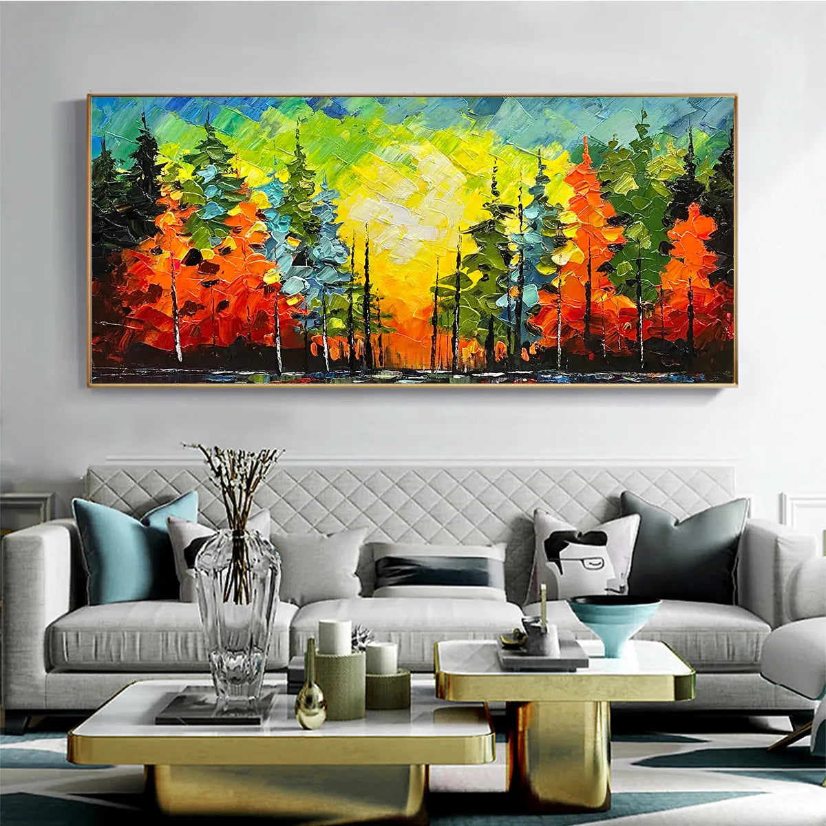AUTUMN SYMPHONY: Impasto Forest Painting in Vibrant Colors - Image 2