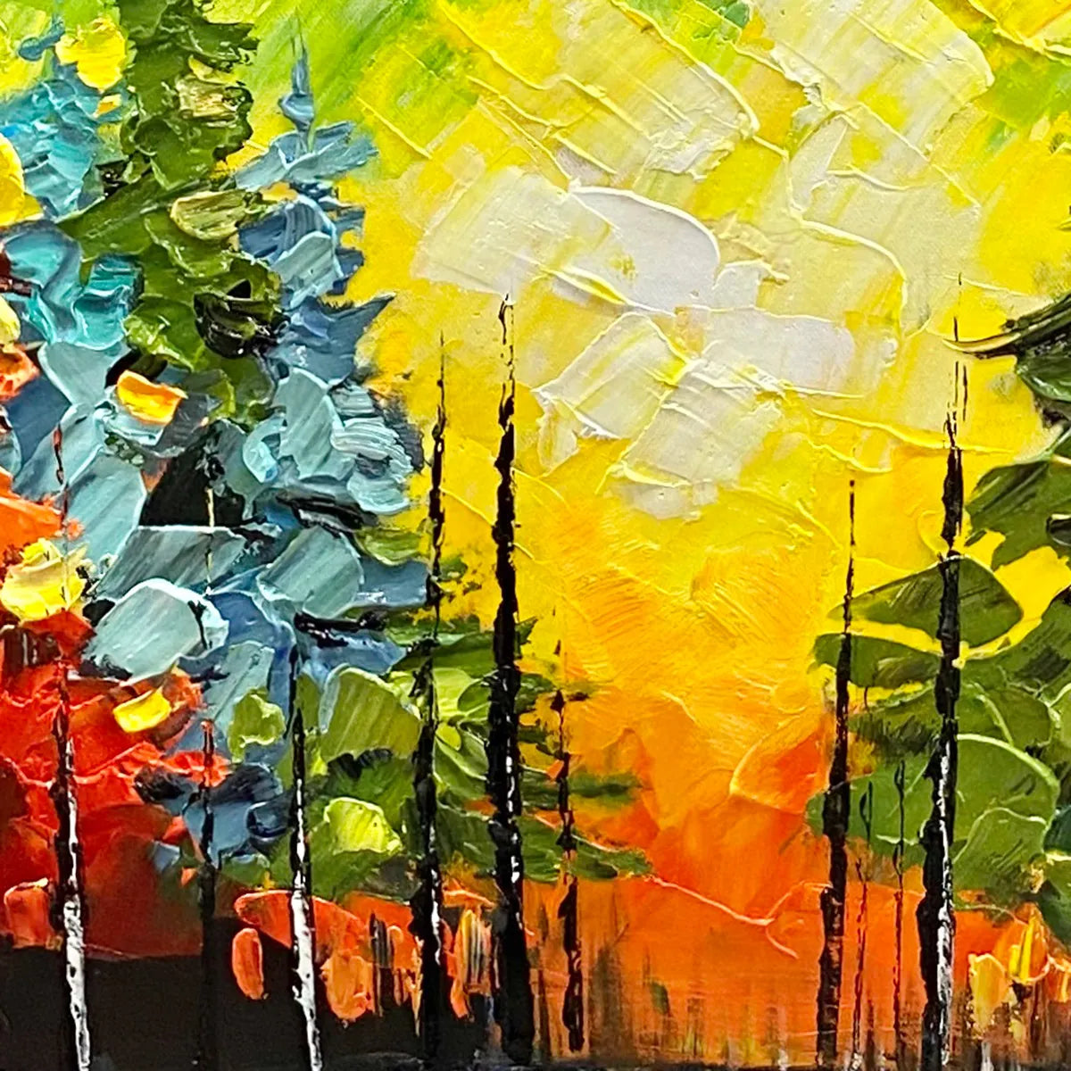 AUTUMN SYMPHONY: Impasto Forest Painting in Vibrant Colors - Image 3