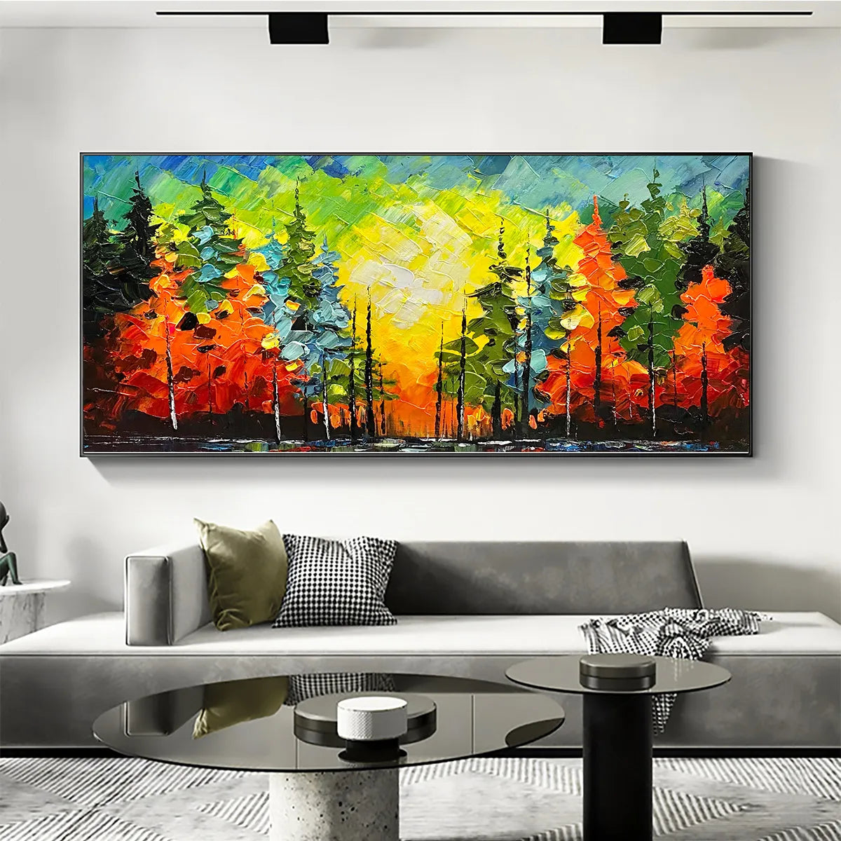 AUTUMN SYMPHONY: Impasto Forest Painting in Vibrant Colors - Image 6