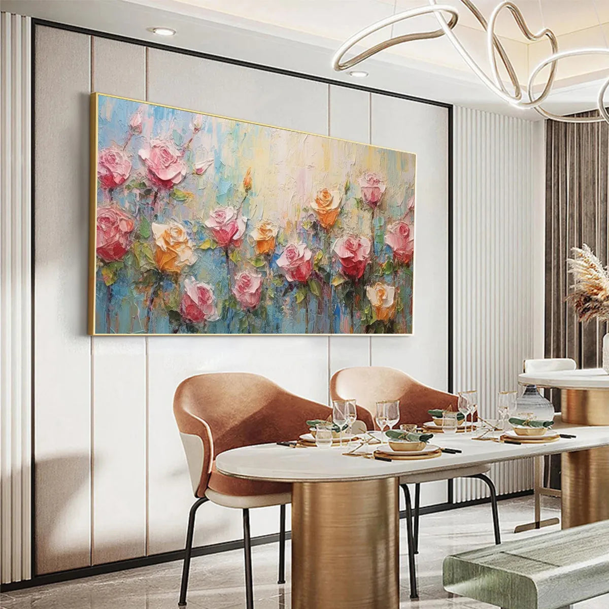 PASTEL ROSE GARDEN: Original Impasto Floral Oil Painting - Image 4