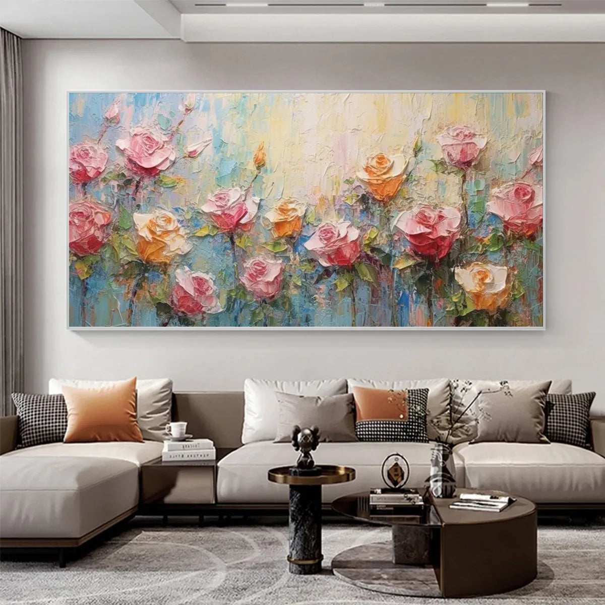 PASTEL ROSE GARDEN: Original Impasto Floral Oil Painting - Image 2