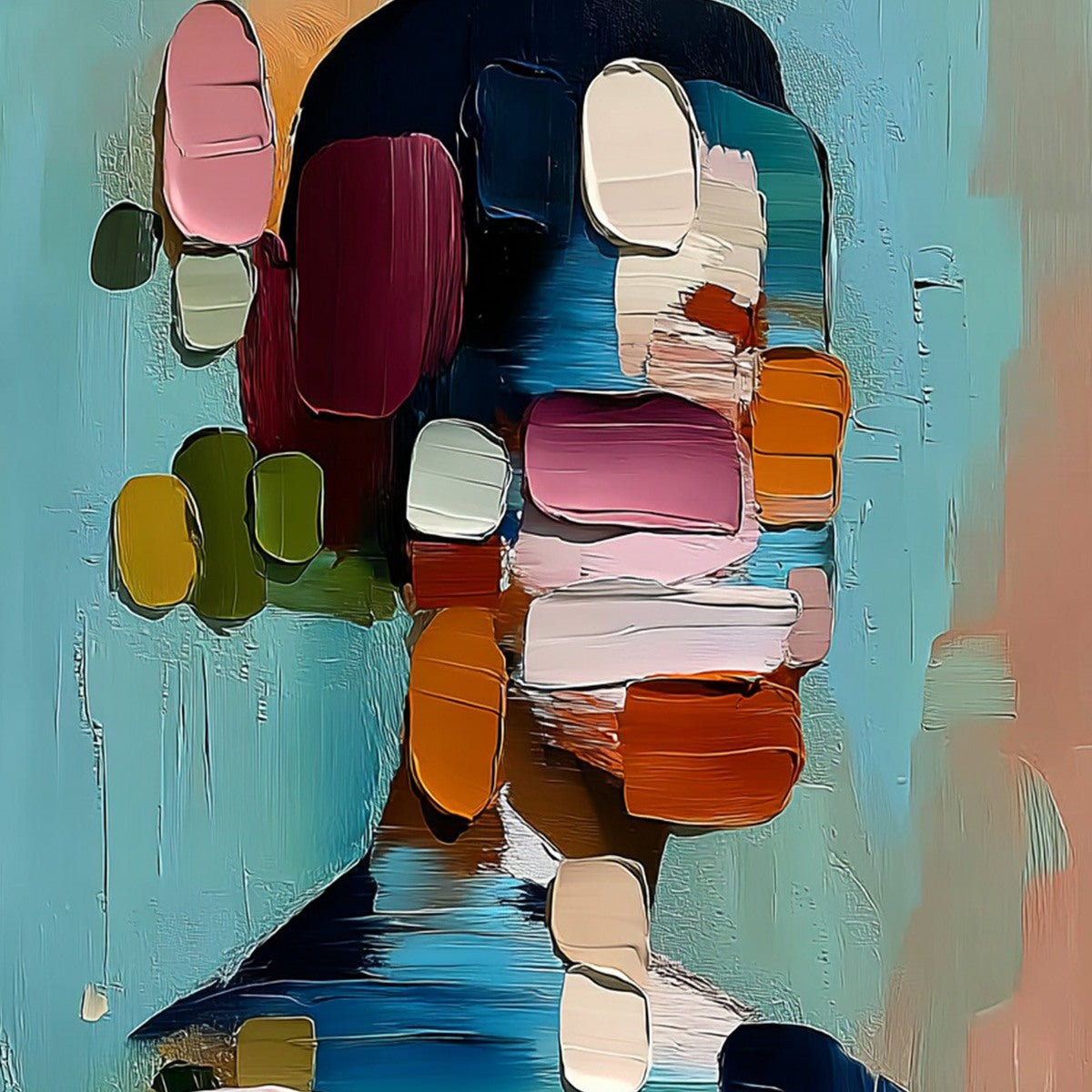 Personal  Textured Abstract Portrait Impasto Oil Painting - Image 5