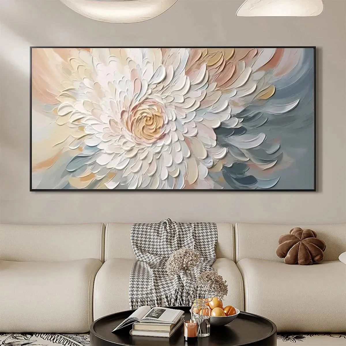 PETAL WHIRL: Textured Floral Painting in Neutral Tones - Image 4