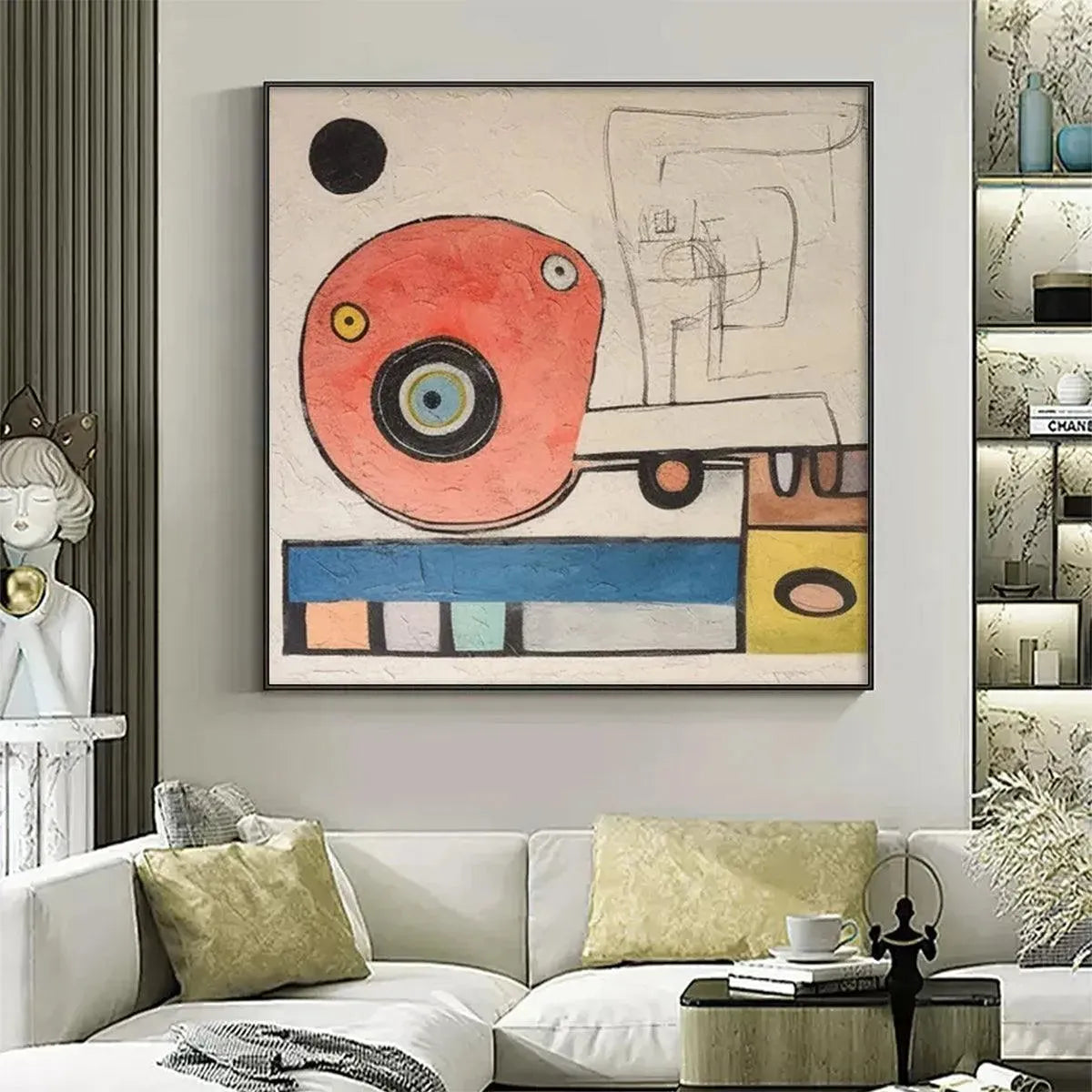 PLAYFUL TRUCK: Whimsical Abstract Painting, Square Wall Art - Image 7