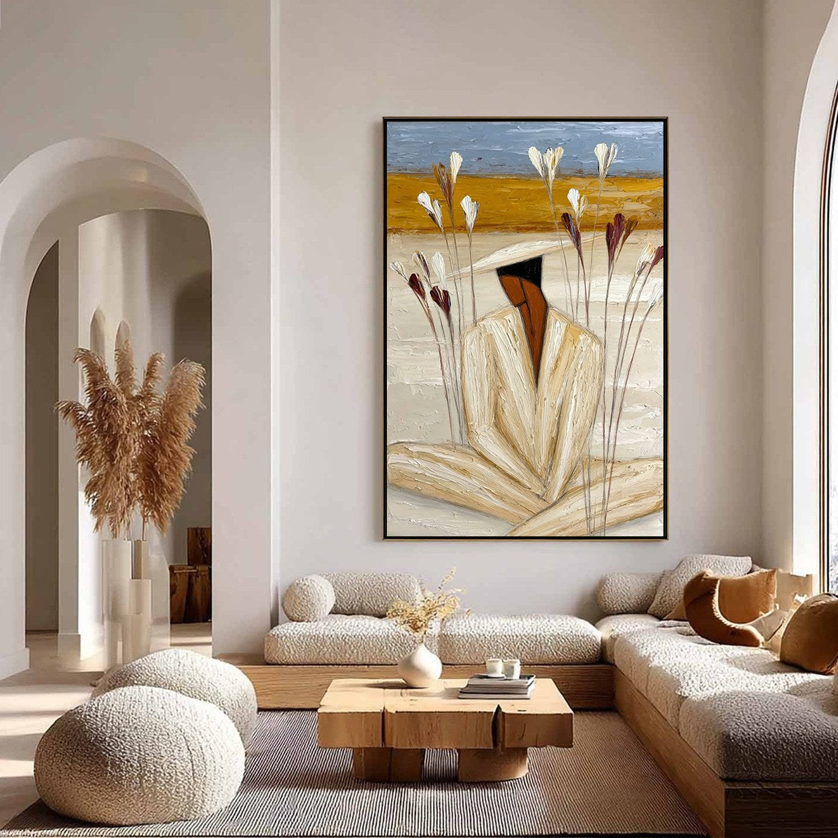 QUIET REPOSE: Textured Figurative Painting of a Person in Contemplation - Image 4
