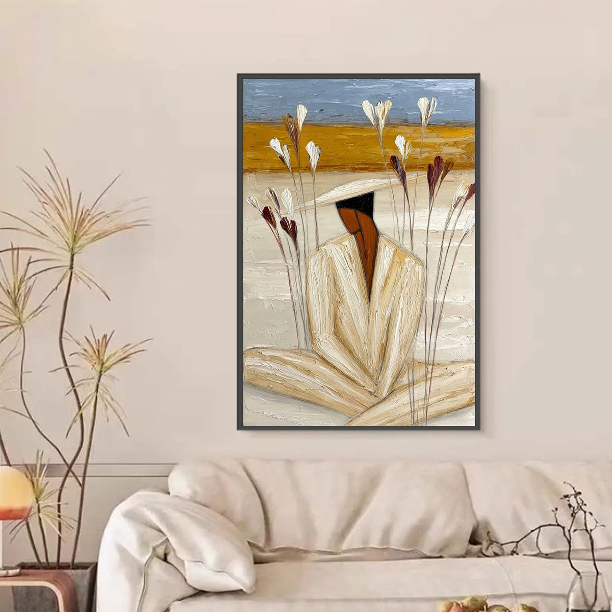 QUIET REPOSE: Textured Figurative Painting of a Person in Contemplation - Image 2