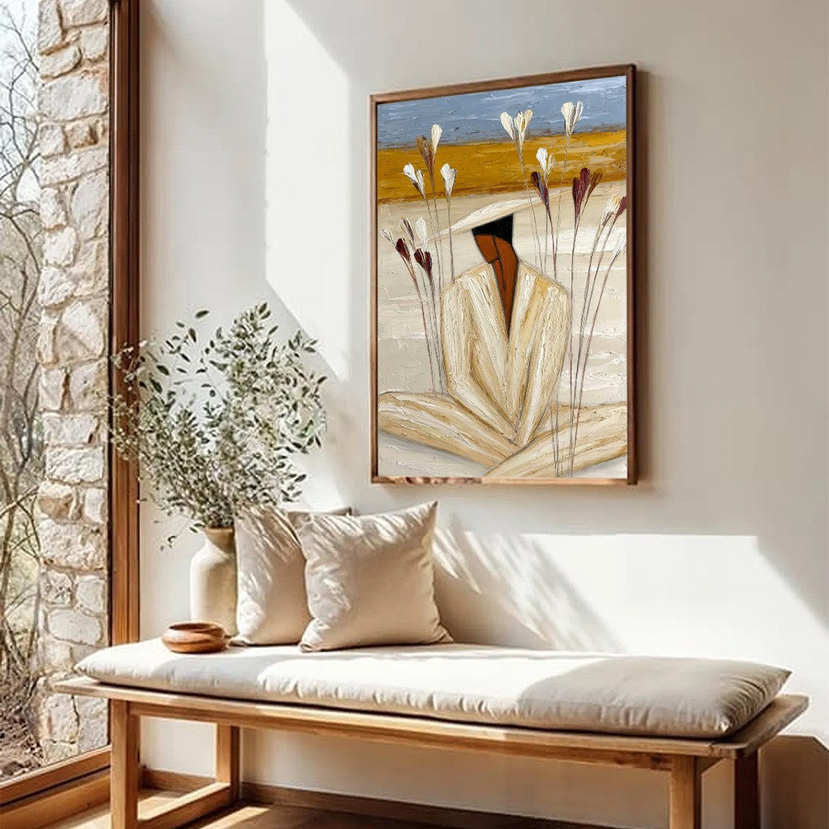 QUIET REPOSE: Textured Figurative Painting of a Person in Contemplation - Image 8