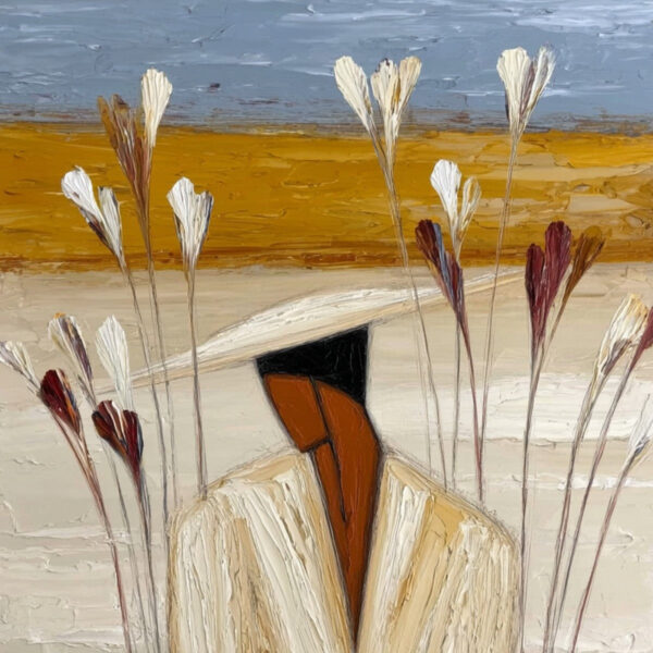 QUIET REPOSE: Textured Figurative Painting of a Person in Contemplation