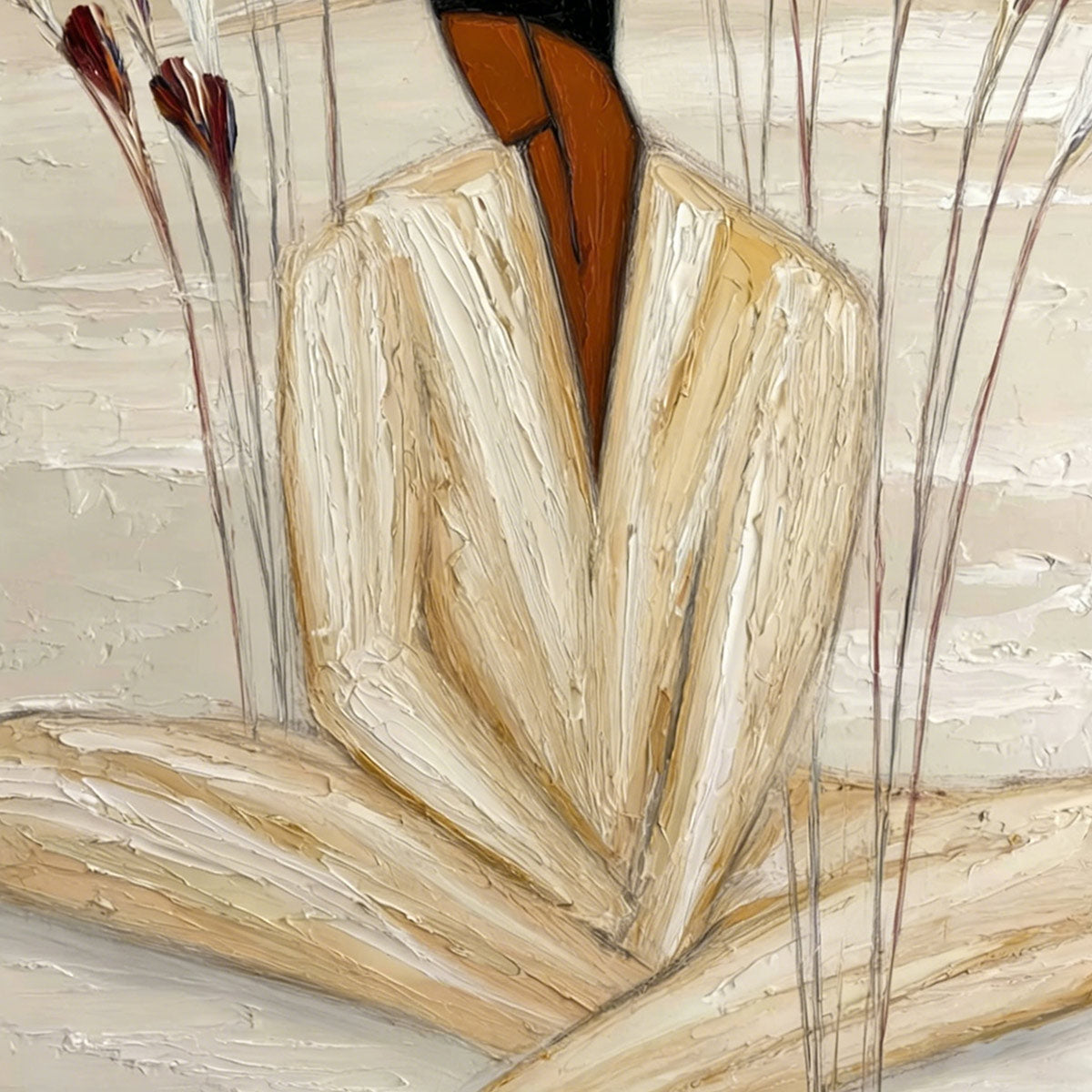QUIET REPOSE: Textured Figurative Painting of a Person in Contemplation - Image 5