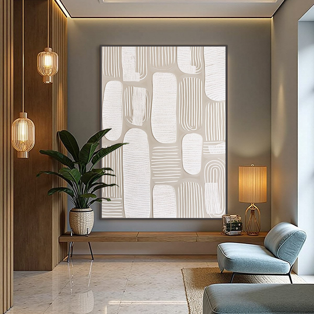 QUIET RHYTHMS: Textured Wabi Sabi Abstract Painting in Neutral Tones - Image 4