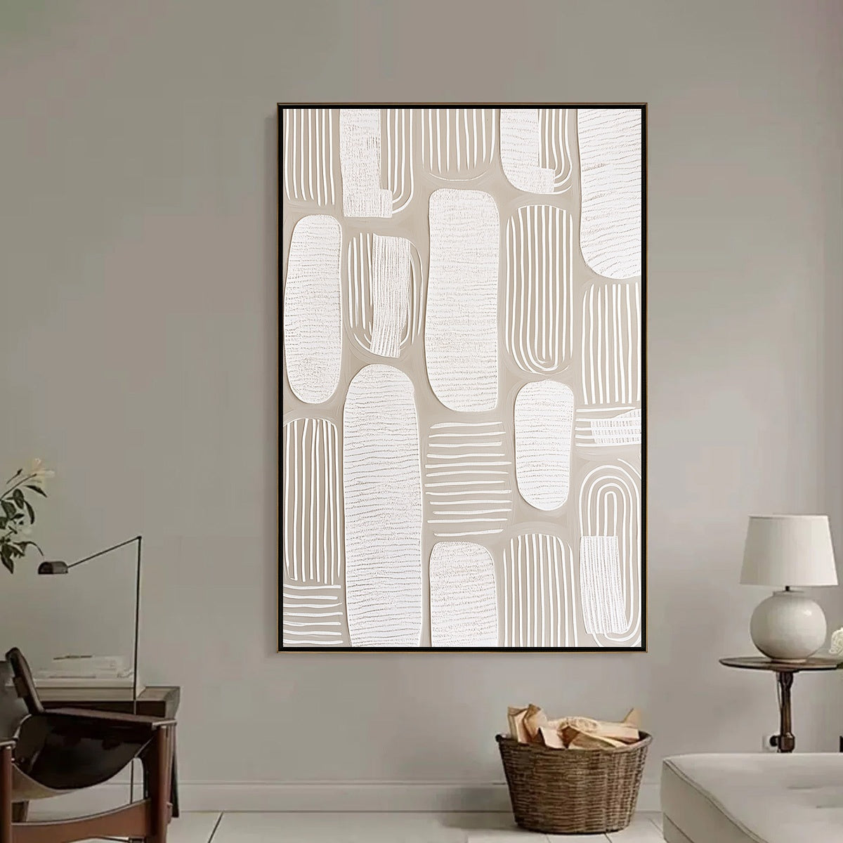 QUIET RHYTHMS: Textured Wabi Sabi Abstract Painting in Neutral Tones - Image 6