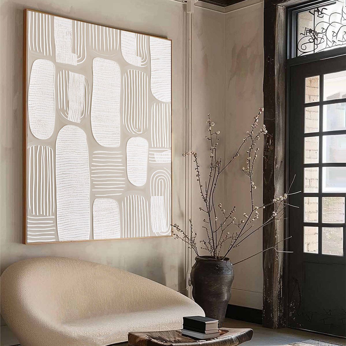 QUIET RHYTHMS: Textured Wabi Sabi Abstract Painting in Neutral Tones - Image 8