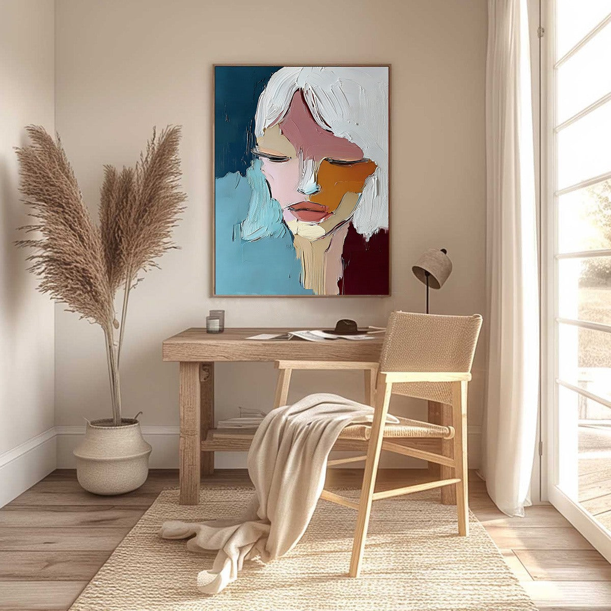 QUIETUDE: Textured Abstract Portrait Palette Knife Oil Painting - Image 6