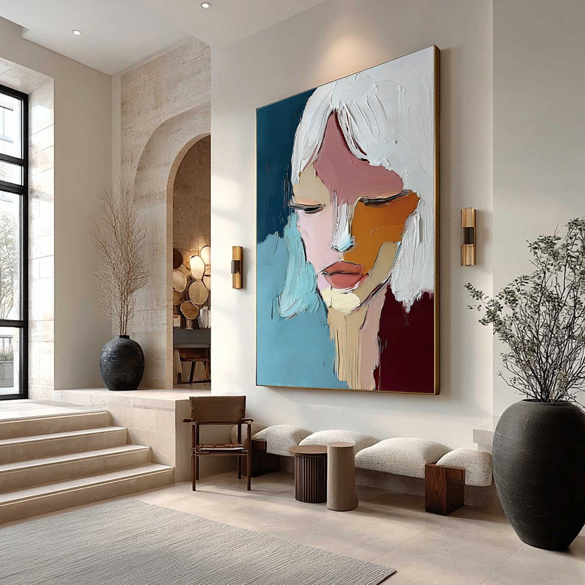 QUIETUDE: Textured Abstract Portrait Palette Knife Oil Painting - Image 7