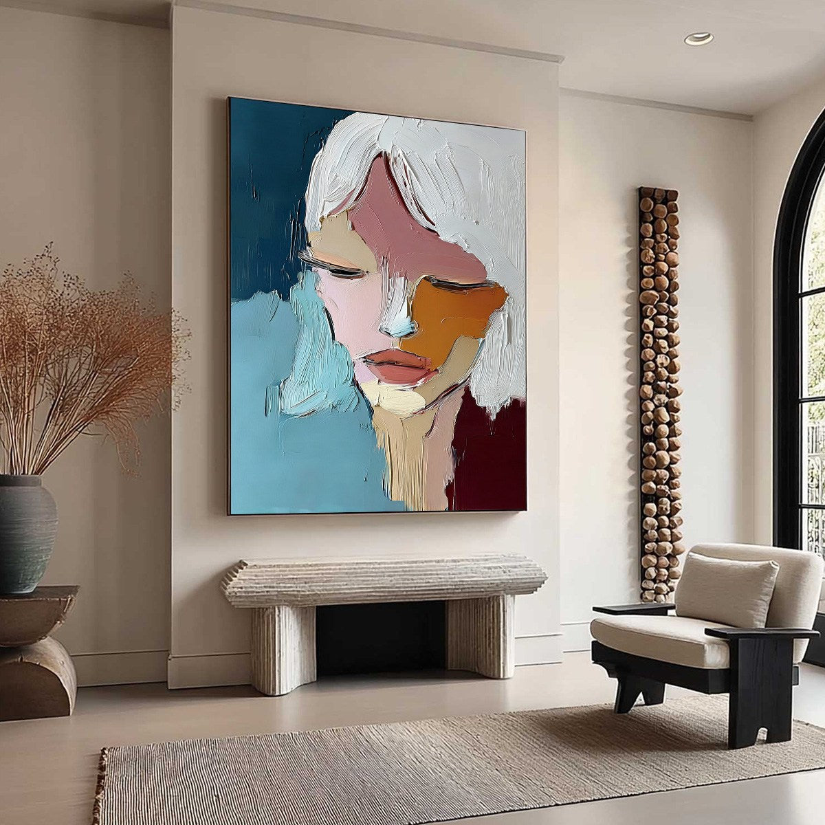 QUIETUDE: Textured Abstract Portrait Palette Knife Oil Painting - Image 8