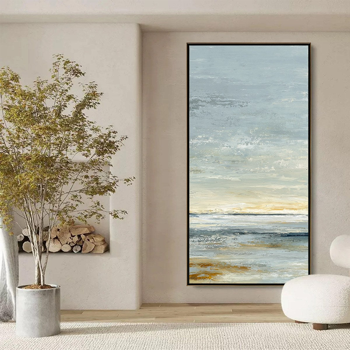 QUIET HORIZON: Textured Minimalist Wabi Sabi Seascape - Image 6