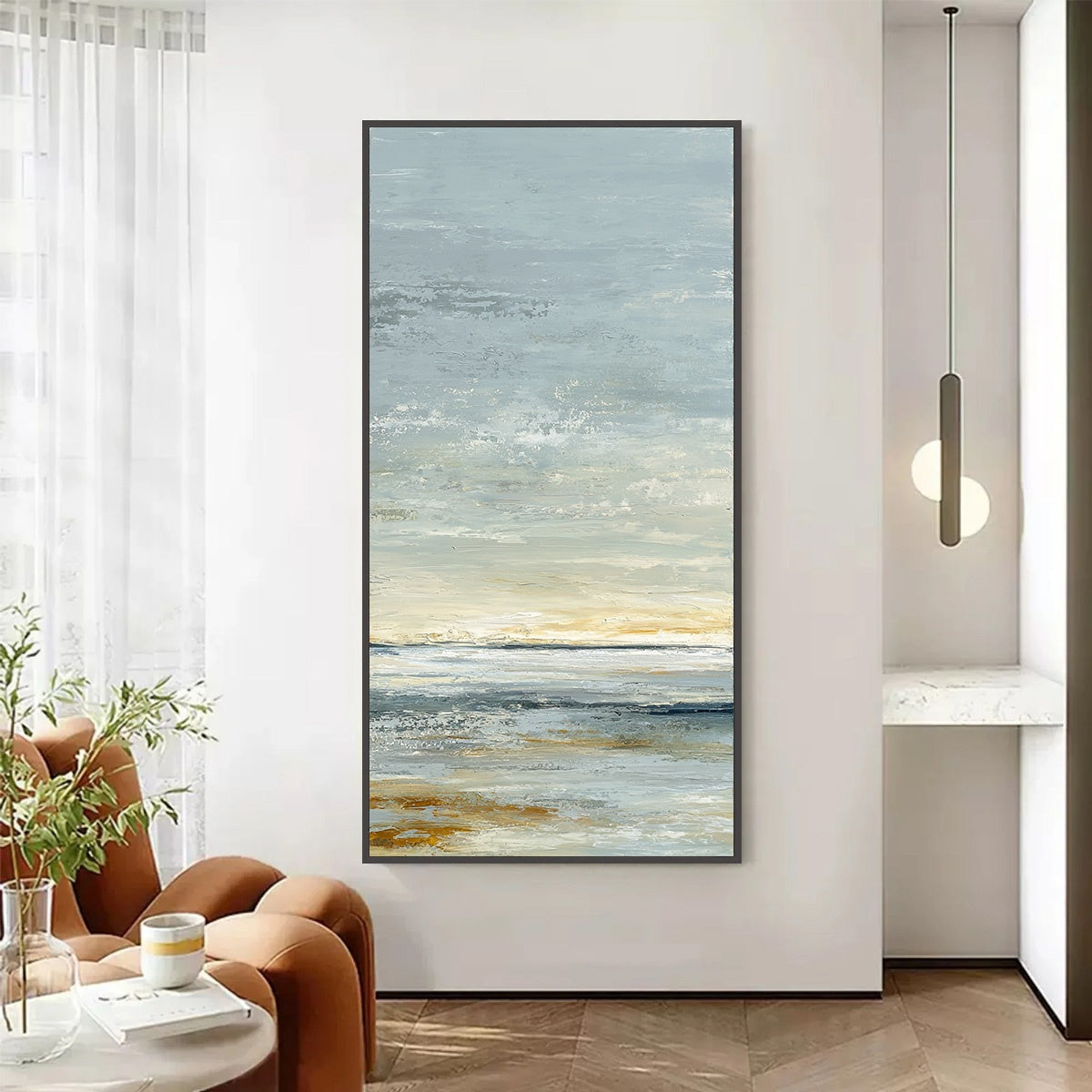 QUIET HORIZON: Textured Minimalist Wabi Sabi Seascape - Image 2