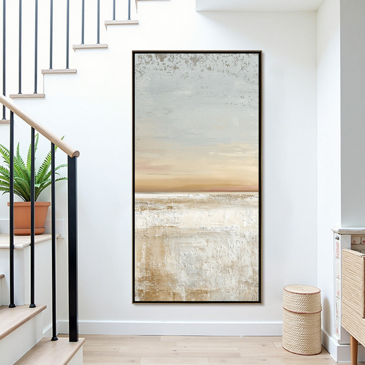 QUIET SHORE: Textured Wabi Sabi Minimalist Beach Painting - Image 2
